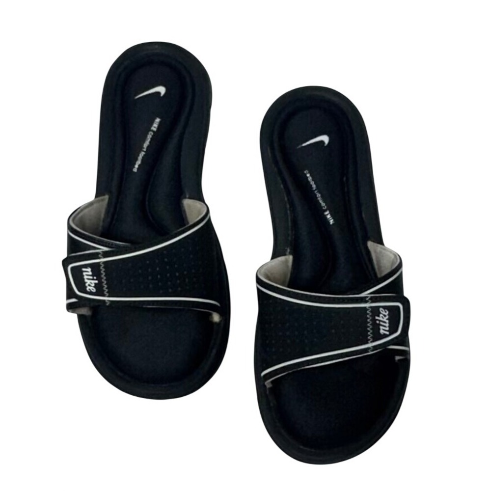 Nike Slides Women 7 Black Comfort Footbed 343881-011 Memory Foam Sport Sandals